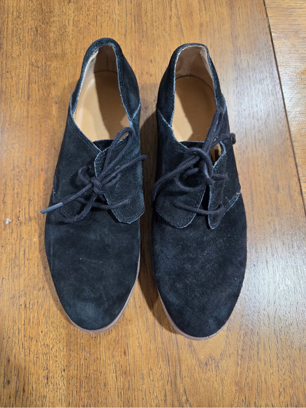 Franco Sarto Black Suede Lace-Up Flats